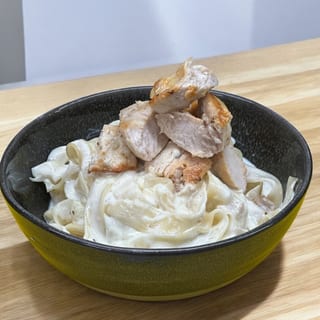 Chicken Alfredo (parm wheel twist)